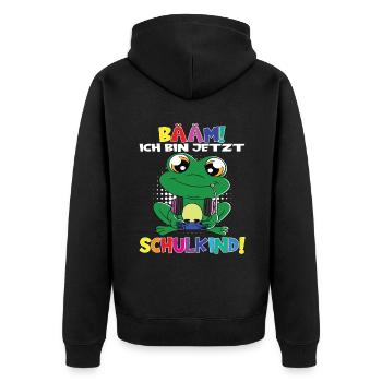 Bääm! Ich Bin Jetzt Schulkind Einschulung - Unisex Premium Bio Zip Hoodie - Schwarz - Hinten - Nico (187cm)