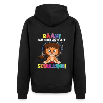 Bääm! Ich Bin Jetzt Schulkind Einschulung - Unisex Premium Bio Zip Hoodie - Schwarz - Hinten - Nico (187cm)