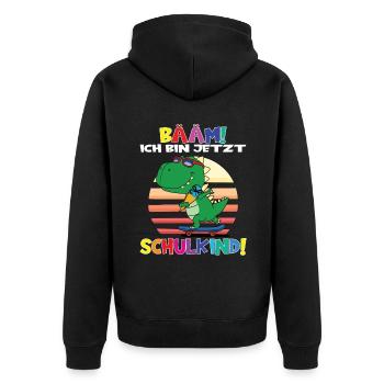 Bääm! Ich Bin Jetzt Schulkind Einschulung - Unisex Premium Bio Zip Hoodie - Schwarz - Hinten - Nico (187cm)