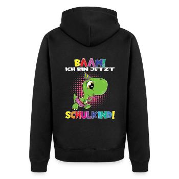 Bääm! Ich Bin Jetzt Schulkind Einschulung - Unisex Premium Bio Zip Hoodie - Schwarz - Hinten - Nico (187cm)
