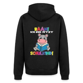 Bääm! Ich Bin Jetzt Schulkind Einschulung - Unisex Premium Bio Zip Hoodie - Schwarz - Hinten - Nico (187cm)
