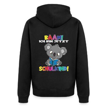 Bääm! Ich Bin Jetzt Schulkind Einschulung - Unisex Premium Bio Zip Hoodie - Schwarz - Hinten - Nico (187cm)