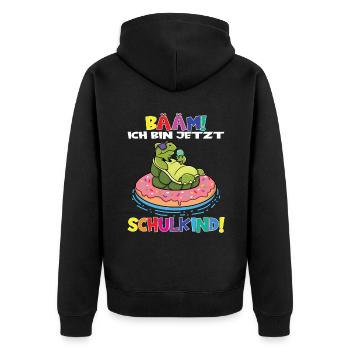 Bääm! Ich Bin Jetzt Schulkind Einschulung - Unisex Premium Bio Zip Hoodie - Schwarz - Hinten - Nico (187cm)