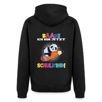 Bääm! Ich Bin Jetzt Schulkind Einschulung - Unisex Premium Bio Zip Hoodie - Schwarz - Hinten - Nico (187cm)
