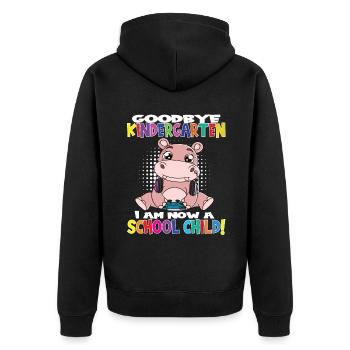 Goodbye Kindergarten I Am A Schoolchild Now! - Unisex Premium Bio Zip Hoodie - Schwarz - Hinten - Nico (187cm)