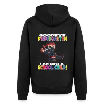 Goodbye Kindergarten I Am A Schoolchild Now! - Unisex Premium Bio Zip Hoodie - Schwarz - Hinten - Nico (187cm)