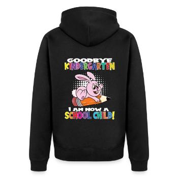 Goodbye Kindergarten I Am A Schoolchild Now! - Unisex Premium Bio Zip Hoodie - Schwarz - Hinten - Nico (187cm)
