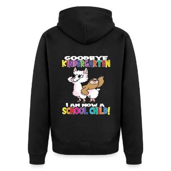Goodbye Kindergarten I Am A Schoolchild Now! - Unisex Premium Bio Zip Hoodie - Schwarz - Hinten - Nico (187cm)