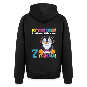 Anniversaire de pingouin J'ai maintenant 7 ans - Veste à capuche bio Premium Unisexe - noir - Dos - Nico (187cm)