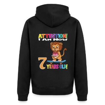 Anniversaire Lion J'ai maintenant 7 ans - Veste à capuche bio Premium Unisexe - noir - Dos - Nico (187cm)