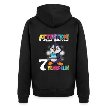 Penguin Anniversaire Je suis maintenant 7 ans - Veste à capuche bio Premium Unisexe - noir - Dos - Nico (187cm)