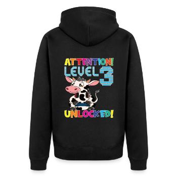 Level 3 Unlocked Gaming Geburtstag - Unisex Premium Bio Zip Hoodie - Schwarz - Hinten - Nico (187cm)