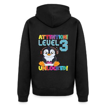 Level 3 Unlocked Gaming Geburtstag - Unisex Premium Bio Zip Hoodie - Schwarz - Hinten - Nico (187cm)
