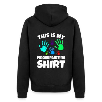 This Is My Fingerpainting Shirt - Unisex Premium Organic Zip Hoodie - black - Back - Nico (187cm)