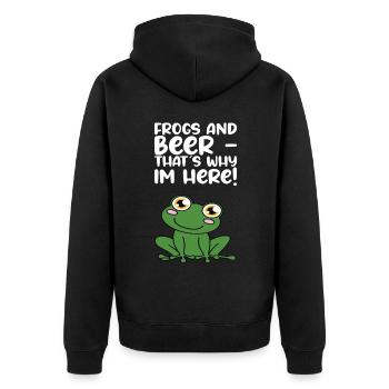 Frogs and beer, that's why I'm here - Unisex Premium Organic Zip Hoodie - black - Back - Nico (187cm)