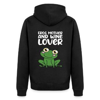 Mère grenouille et amoureuse du vin - Veste à capuche bio Premium Unisexe - noir - Dos - Nico (187cm)