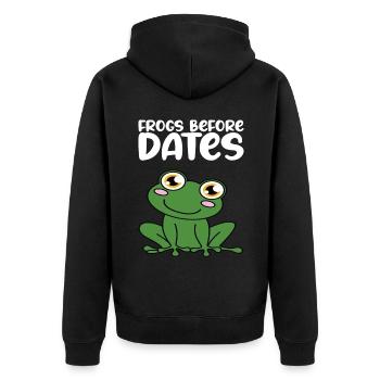 Frösche Vor Daten - Unisex Premium Bio Zip Hoodie - Schwarz - Hinten - Nico (187cm)
