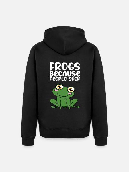 Frogs Because People Are Shit - Unisex Premium Organic Zip Hoodie - black