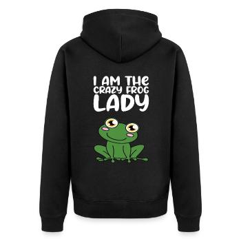 I Am The Crazy Frog Lady - Unisex Premium Organic Zip Hoodie - black - Back - Nico (187cm)