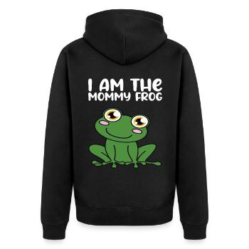 Ich Bin Der Mama-frosch - Unisex Premium Bio Zip Hoodie - Schwarz - Hinten - Nico (187cm)