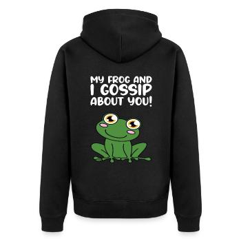 My frog and I clap at you - Unisex Premium Organic Zip Hoodie - black - Back - Nico (187cm)