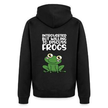 Introvertiert Aber Bereit Frösche Zu Diskutieren - Unisex Premium Bio Zip Hoodie - Schwarz - Hinten - Nico (187cm)