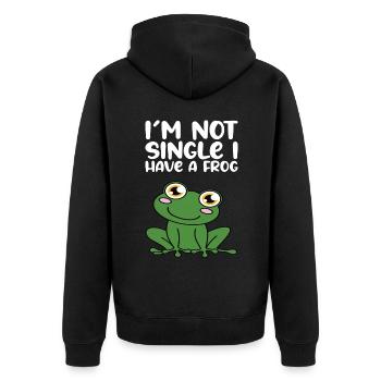 Ich Bin Nicht Single Ich Habe Einen Frosch - Unisex Premium Bio Zip Hoodie - Schwarz - Hinten - Nico (187cm)