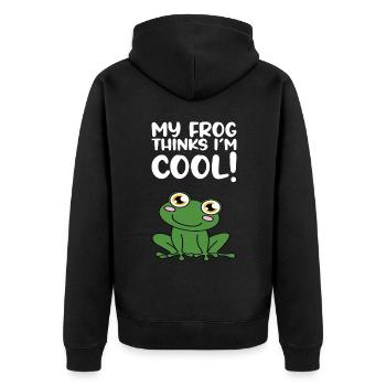 My Frog Thinks I'm Cool - Unisex Premium Organic Zip Hoodie - black - Back - Nico (187cm)