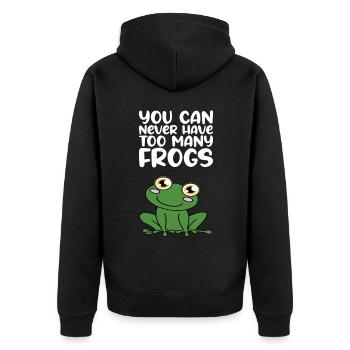 Man Kann Nie Zu Viele Frösche Haben - Unisex Premium Bio Zip Hoodie - Schwarz - Hinten - Nico (187cm)