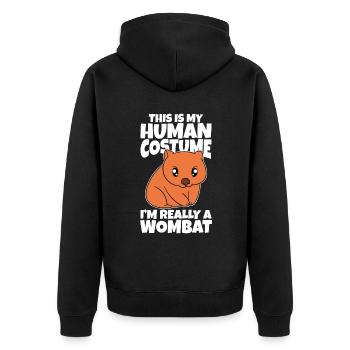 This Is My Human Costume I'm Really A Wombat - Unisex Premium Bio Zip Hoodie - Schwarz - Hinten - Nico (187cm)