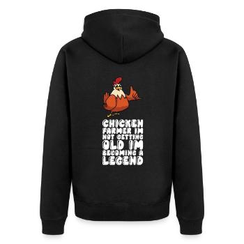 Un éleveur de poulets dans le besoin vieillit - Veste à capuche bio Premium Unisexe - noir - Dos - Nico (187cm)