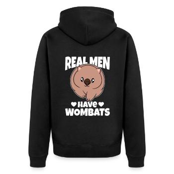 Real Men Have Wombats - Unisex Premium Organic Zip Hoodie - black - Back - Nico (187cm)