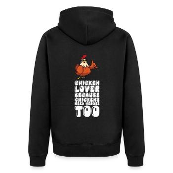 Les amateurs de poulet parce que les poulets ont aussi besoin de héros - Veste à capuche bio Premium Unisexe - noir - Dos - Nico (187cm)