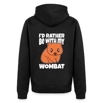 Je préfère être avec mon wombat - Veste à capuche bio Premium Unisexe - noir - Dos - Nico (187cm)