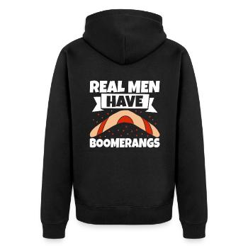 Les vrais hommes ont des boomerangs - Veste à capuche bio Premium Unisexe - noir - Dos - Nico (187cm)