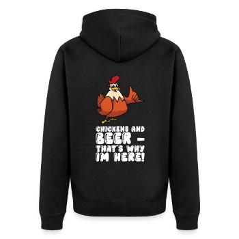 Poulets et bière C’est pourquoi je suis ici - Veste à capuche bio Premium Unisexe - noir - Dos - Nico (187cm)