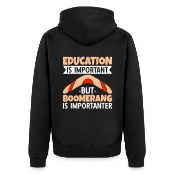 L’éducation est importante mais boomerang - Veste à capuche bio Premium Unisexe - noir - Dos - Nico (187cm)