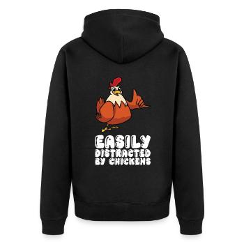 Facilement distrait par les poulets - Veste à capuche bio Premium Unisexe - noir - Dos - Nico (187cm)