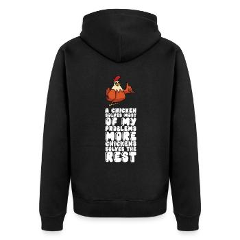 Un poulet résout la plupart de mes problèmes Plus de poulets - Veste à capuche bio Premium Unisexe - noir - Dos - Nico (187cm)