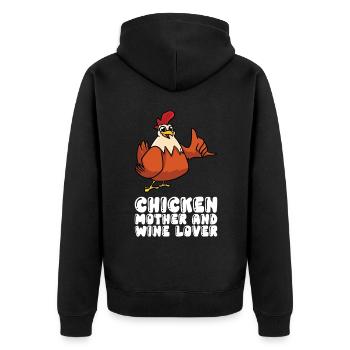 Mère de poulet et amoureuse du vin - Veste à capuche bio Premium Unisexe - noir - Dos - Nico (187cm)