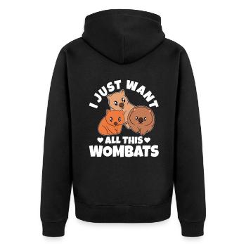 I Just Want All This Wombats - Unisex Premium Organic Zip Hoodie - black - Back - Nico (187cm)