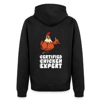 Expert certifié en poulet - Veste à capuche bio Premium Unisexe - noir - Dos - Nico (187cm)