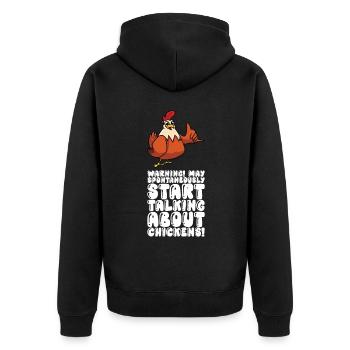 Peut spontanément commencer à parler de poulets - Veste à capuche bio Premium Unisexe - noir - Dos - Nico (187cm)