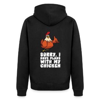 Désolé, j’ai des projets avec mon poulet - Veste à capuche bio Premium Unisexe - noir - Dos - Nico (187cm)