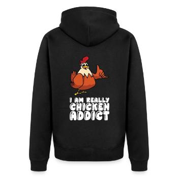 Je suis vraiment accro au poulet - Veste à capuche bio Premium Unisexe - noir - Dos - Nico (187cm)