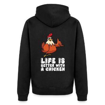 La vie est meilleure avec un poulet - Veste à capuche bio Premium Unisexe - noir - Dos - Nico (187cm)