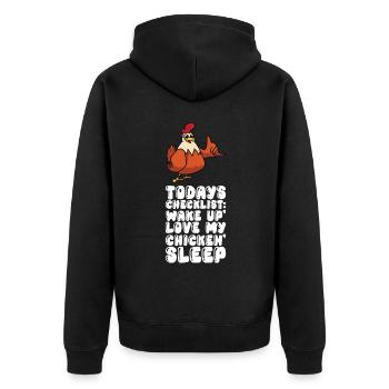 Liste de contrôle Réveillez-vous Aimez mon poulet Dormez - Veste à capuche bio Premium Unisexe - noir - Dos - Nico (187cm)