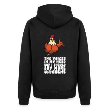 Des voix dans ma tête, je devrais acheter plus de poulets - Veste à capuche bio Premium Unisexe - noir - Dos - Nico (187cm)