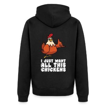 Je veux juste tous ces poulets - Veste à capuche bio Premium Unisexe - noir - Dos - Nico (187cm)