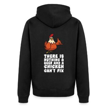 Il n’y a rien qu’une bière et un poulet ne peuvent pas réparer - Veste à capuche bio Premium Unisexe - noir - Dos - Nico (187cm)